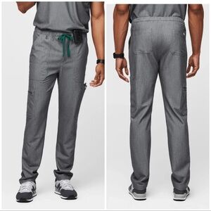 Figs Cairo Men’s Grey & blue Drawstring Cargo Scrub Pants Size XL